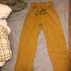 Cute brown pants with tie belt - never worn